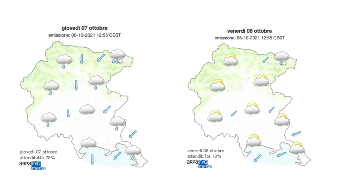 Immagine per Meteo, nubi sul cielo del Goriziano con possibili piogge